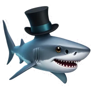 Shark with a top hat sticker