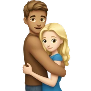 boy with tan skin and brown hair is hugging blonde girl with blue eyes  sticker