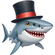Shark with a top hat sticker