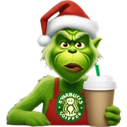 Grinch drinking Starbucks sticker