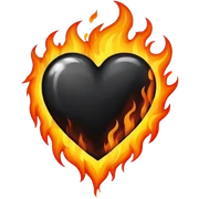 Black heart on fire sticker