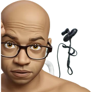 bald man with glasses portrait sticker