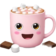Light Pink mug of hot chocolate with marshmallows  sticker
