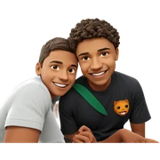 smiling boys in nature sticker