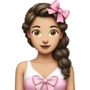 Brunette girl with pink bow in her hair sticker