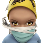 masked girl looking at viewer sticker