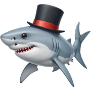 Shark with a top hat sticker