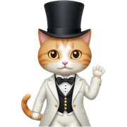 Gato com uma cartola e terno branco  sticker