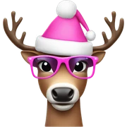 reindeer wearing a pink christmas hat and pink sun glasses  sticker