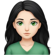 Girl black hair green eyes and long hair sticker