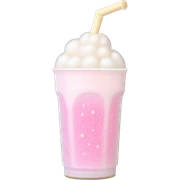 Milk Foam Bubble Tea "A pastel pink bubble tea topped with a creamy layer of glowing milk foam, with tiny glittering particles floating around the rim and shiny tapioca pearls at the base." sticker