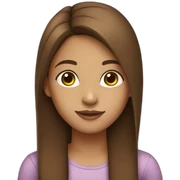 Girl with long, straight brown hair, brown eyes, light skin. sticker