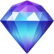 A glowing diamond icon with a pixelated blue and purple neon effect. sticker