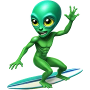 alien surfing sticker