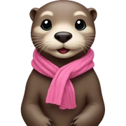 Otter with long pink scarf sticker