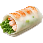 Vietnamese spring roll with a shrimp and green onion sticker