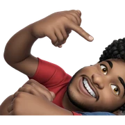 smiling boy in red shirt sticker