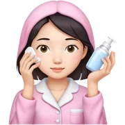 angelic asian girl doing skin care in pink pajamas sticker