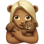 Girl hugging bear sticker