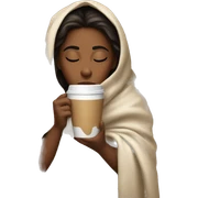 girl inside a blanket sipping coffee eyes closed sticker