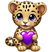 Baby leopard holding a purple heart  sticker