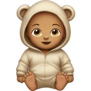 Light skinned baby wearing a bear onesie sticker
