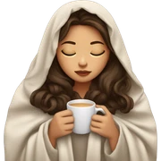 girl brunette inside a blanket sipping coffee eyes closed sticker
