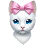white cat with a pink bow and blue eyes sticker