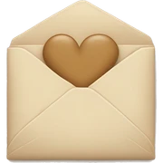 beige letter with beige heart sticker