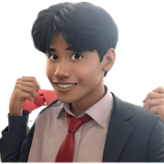 smiling boy in red necktie sticker