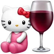 Hello Kitty drinking red wine sticker