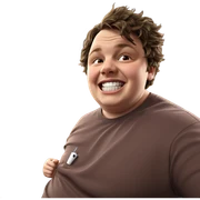 smiling boy with cup sticker