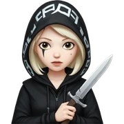 Female assassin in all black wearing a hood and holding knives sticker