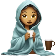 girl inside a blanket sipping coffee eyes closed sticker