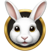 white rabbite, luxury style, gold border sticker