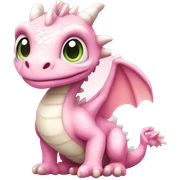Pastel pink and white baby dragon sticker