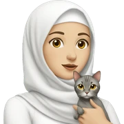 white hijab girl with cat sticker