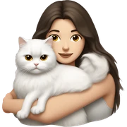 Brunette woman snuggling white Persian cat sticker