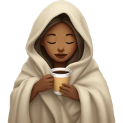 girl inside a blanket sipping coffee eyes closed sticker