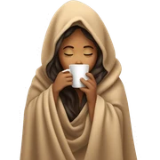 girl inside a blanket sipping coffee eyes closed sticker