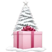 Light pink Christmas gifts under a white Christmas tree  sticker