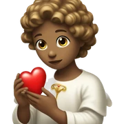 Angel with aureola and red heart in a hand sticker