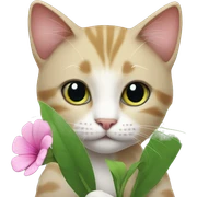 Cat with a flower  sticker