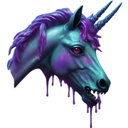 .Zombie_ Vaporwave black holographic oilslick zombie unicorn  sticker