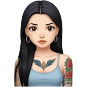 girl with long straight hair and tattoos sticker