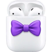 AirPods with purple bows sticker