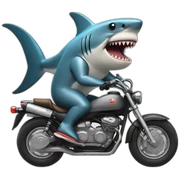 Shark riding a motorcycle sticker