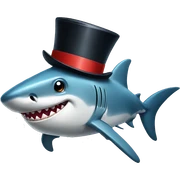 Shark with a top hat sticker