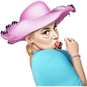 girl with lollipop and jewelry sticker