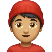 Cute singular phillipino boy wearing a red beanie sticker